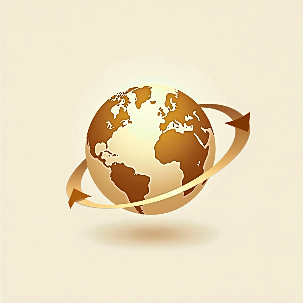 Company logo vector golden globe with an arrow spinning round it