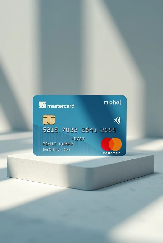 Make a real like credit card with the name Rohit kumar that should be mastercard the numbers will card number 5218 7022 2641 3688
Expiry: 0 4 / 2 7