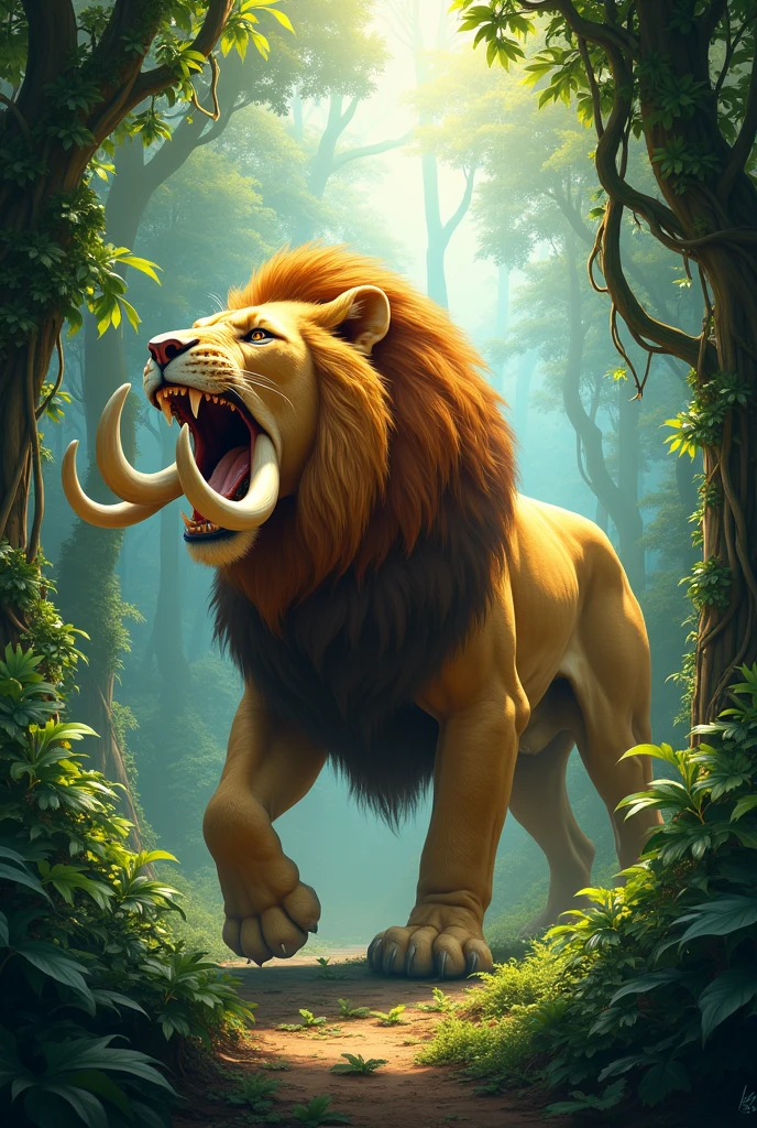 A lion should have the mouth of an elephant, there should be a dense forest and it should roar.
