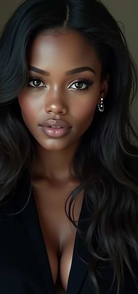 beauty black girl, african etnic, full large breasts
