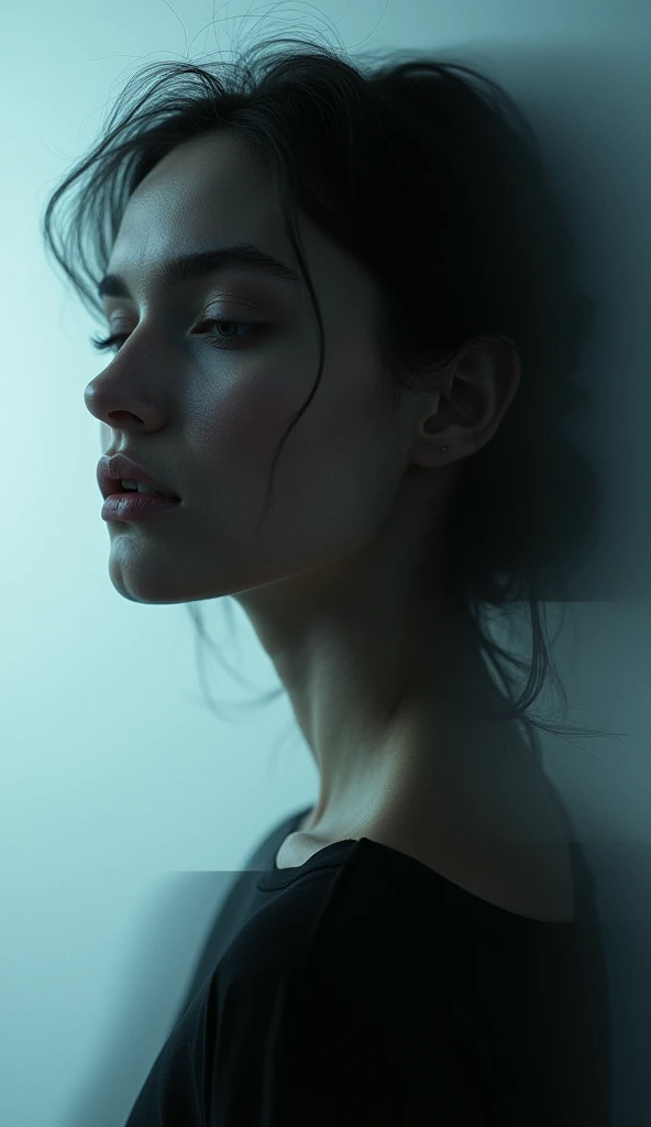 black and white portrait: split images of different angles, mixed media photography, fusing photography and risograph, articulating the progression of an editorial portrait through the phases,
motion_blur , film noir, indigo, and white gradient color transitioning, low-key, black and white colour palette, double exposure, kodak film grain, 8k, cinematic shot