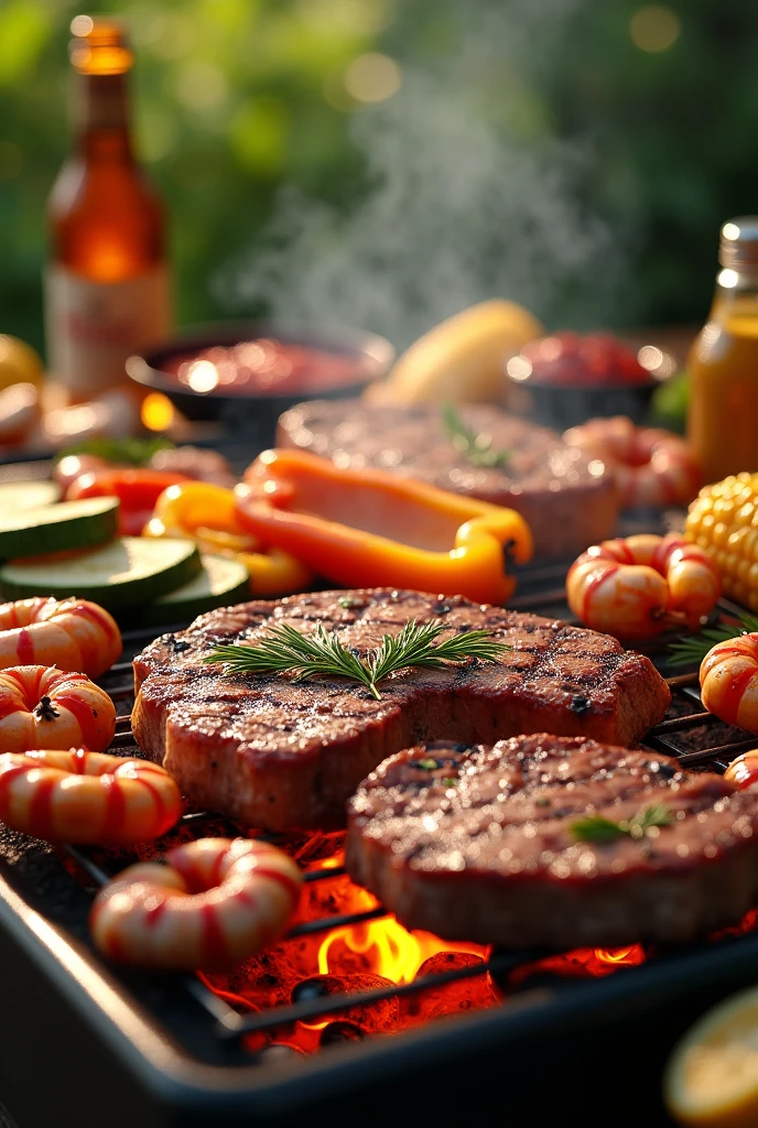 meat、fish、Grilling vegetables、barbecue