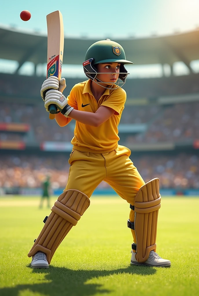 toned cricket batsmen with golden skin