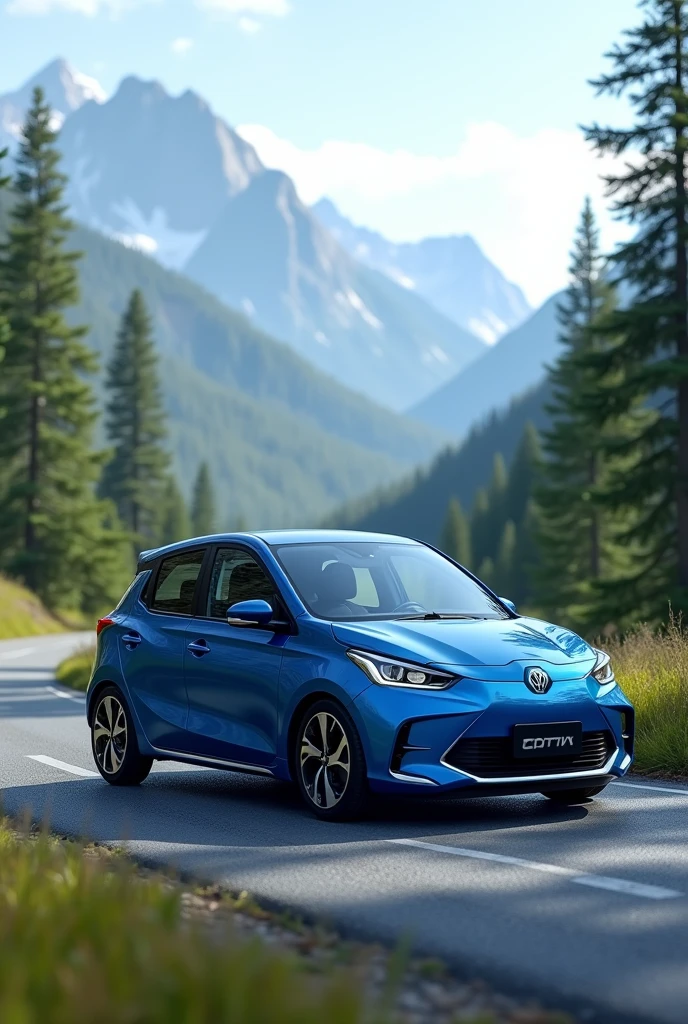 A blue car