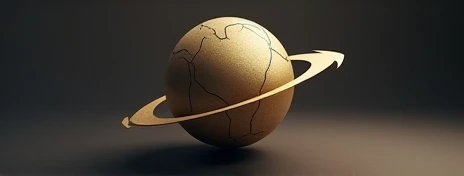 Company logo vector golden globe without the the continents just longitiudes amd latidues vector art with an arrow spinning round it