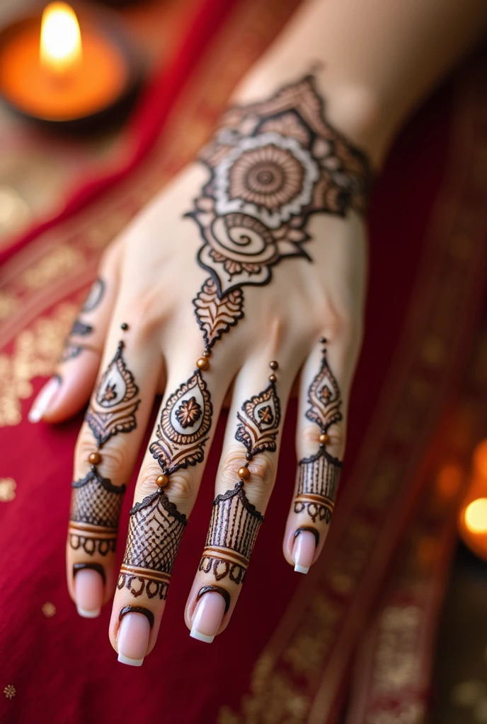 generate more unique Karwa Chauth Special mehndi design on hand