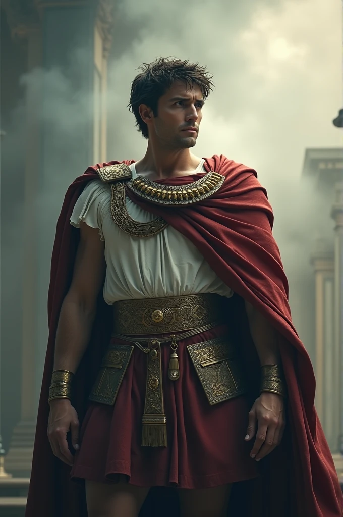 Roman emperor Julius Caesar. Cloudy clouds typical atmosphere of the Roman Empire.
cinematic