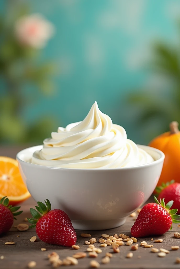 Make me some Greek yogurt, with a background that gives life to the design