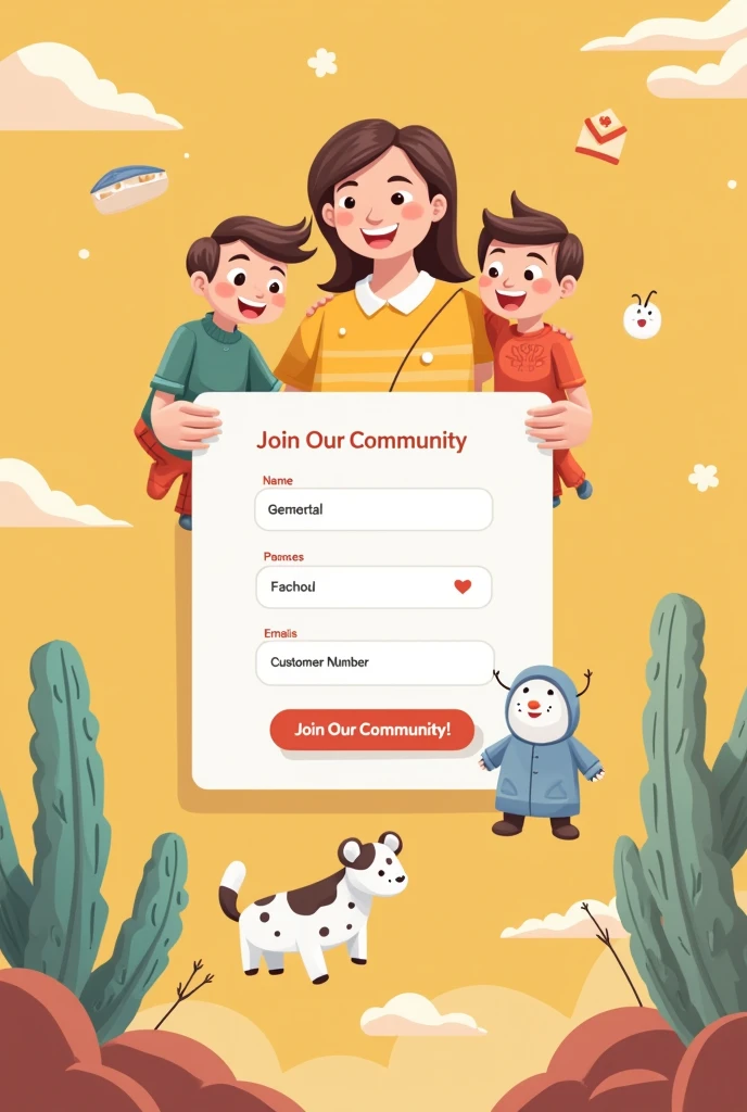 . Registration Screen:
• Aim: Demonstrate how customers can register in the community.
• Elements to Include:
Registration Form: Mockup of registration page with fields for name, email, and customer number.
or Call to Action Button: A prominent button to join the "Creative Circle", with motivational messages like "Join our community!".
o Welcome Visuals: Friendly and colorful image or illustration that represents welcome to the community.
from the st jack store a children&#39;s clothing store

