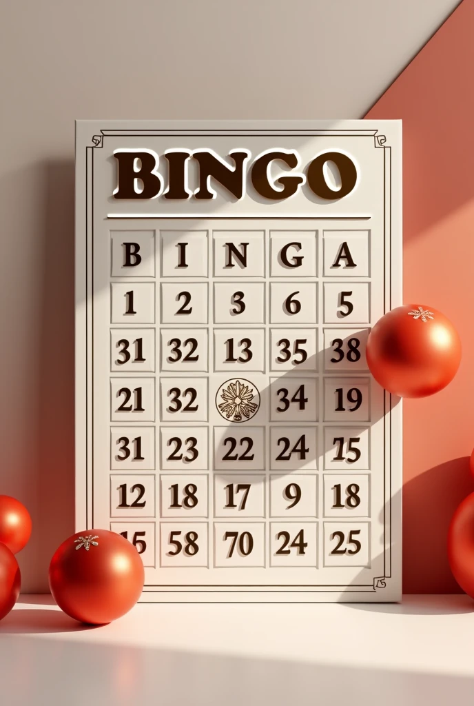 Generate a bingo playing card which should include BINGO word as a header of the card at top and the numbers 1,3,6,11,15 under the header letter B as a column and 16,23,26,19,25 under the header letter I as a column and 31,36,46,41,45 under the header letter N as a column and 46,53,56,60,55 under the header letter G as a column and 61,73,66,71,75 under the header letter O as a column and crate attractive card