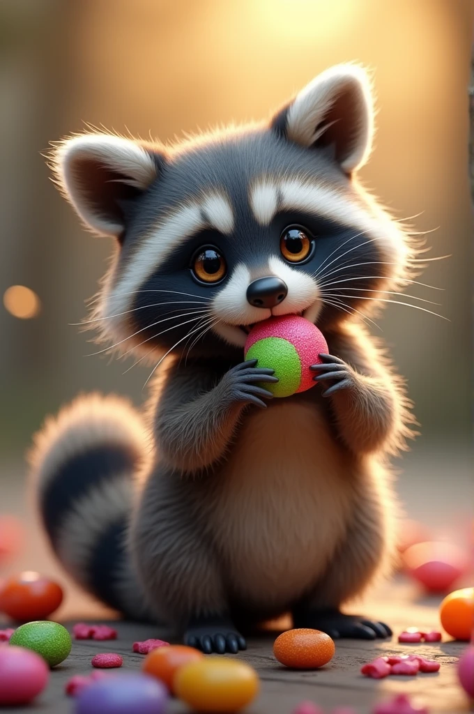 Raccoon with candy 