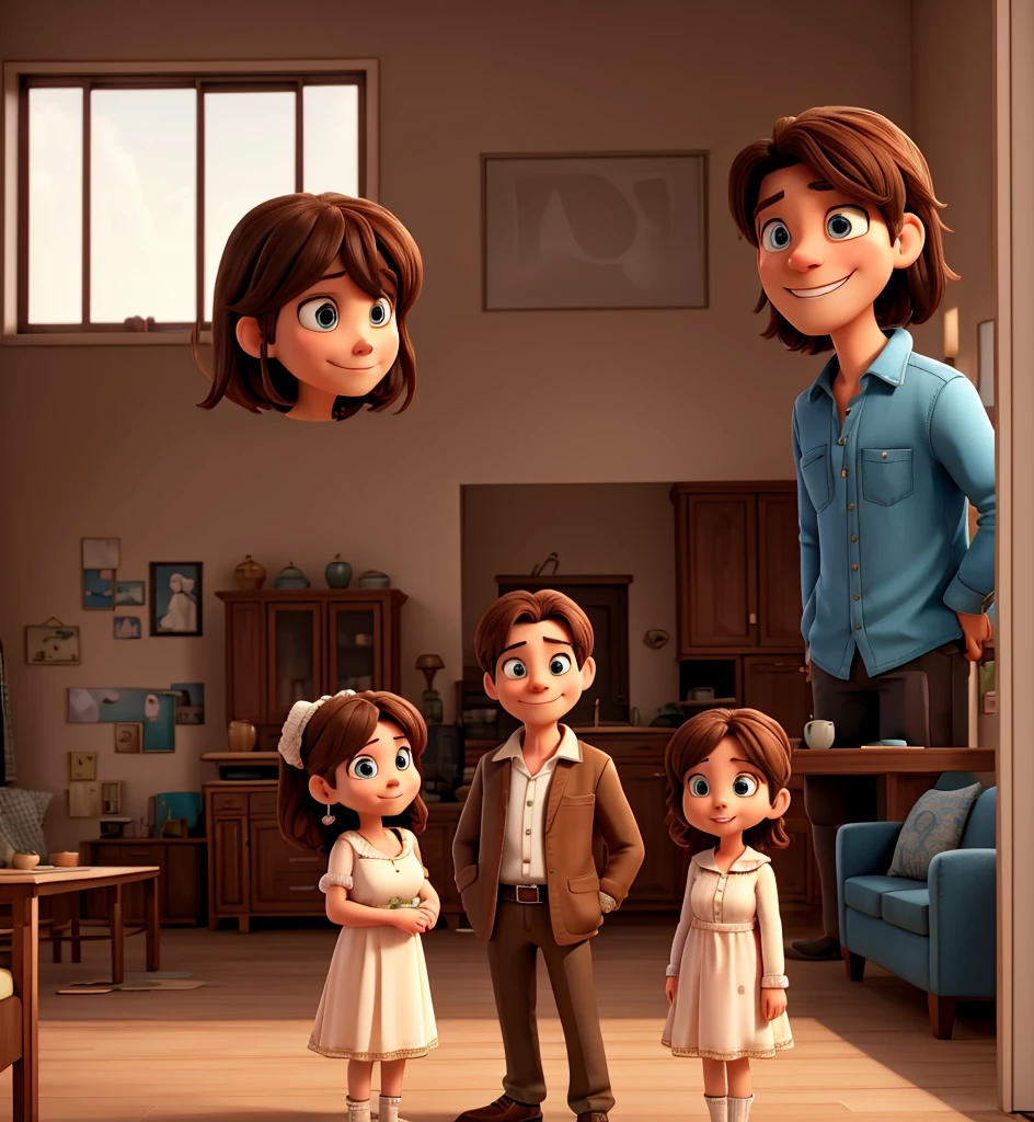 A husband and wife standing in their living room, the husband looking mischievous with a slight grin on his face. The wife appears surprised, with her eyes wide open, as if she's just been told something shocking.
