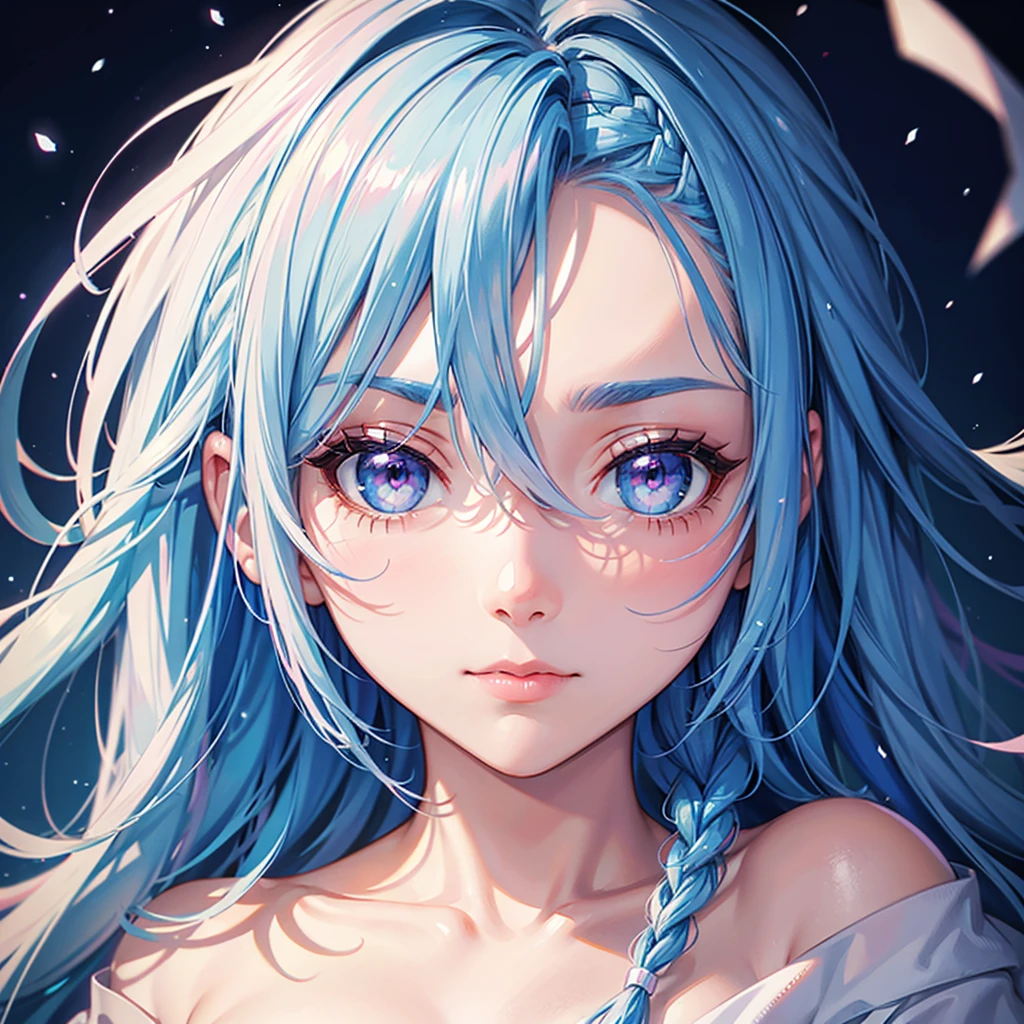 (Tying her sky blue hair into a single braid),(Pink Eyes),Fair skin,whole body,alone,Lonely face,Snowy Night,A lonely girl who got dumped just before Christmas,(masterpiece, Highest quality, Very detailed), Best Shadow,Detailed Background,Beautifully detailed face,High Contrast,Best lighting, Very delicate and beautiful,Cinematic Light,Hyper Detail,8k,Dramatic Light,Exquisite detail,