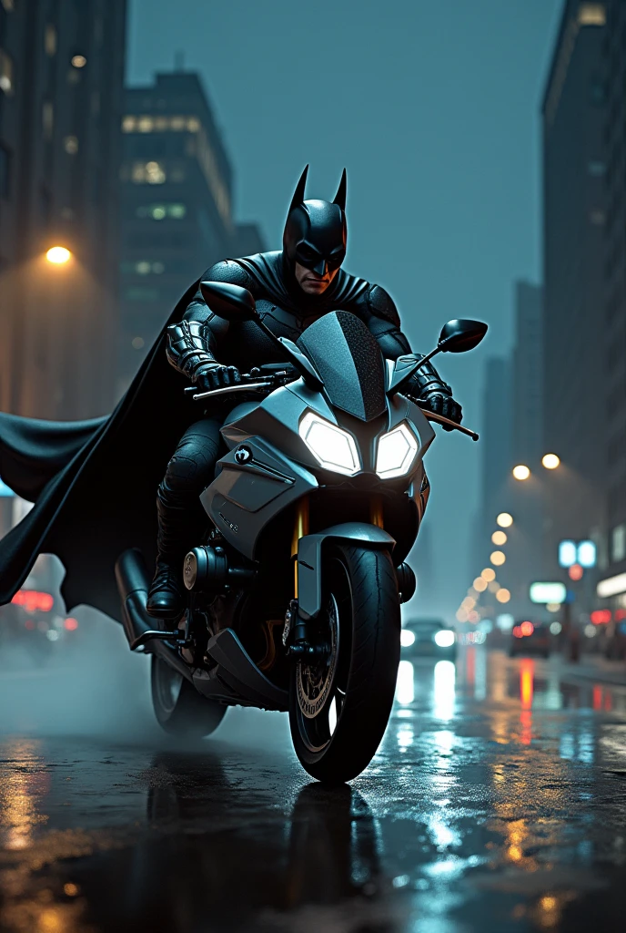 Batman on bmwbRR1000 AT NIGHT 
