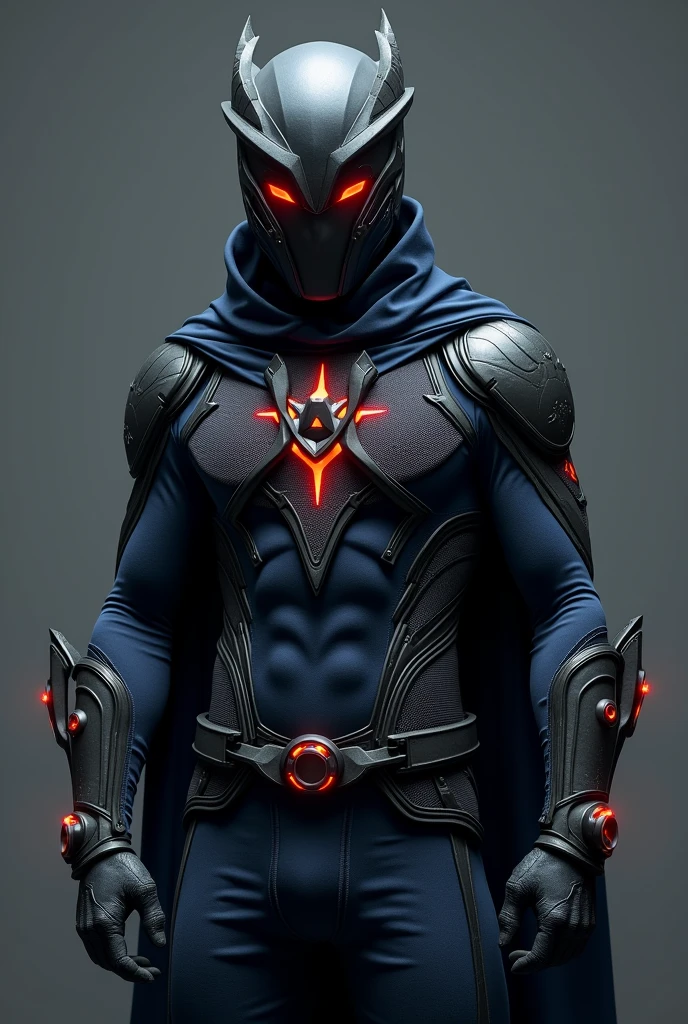 Nightwatcher to superbohater, whose costume is both a symbol, as well as a tool of struggle. His outfit is made of dark gray spandex combined with nanomaterials., which give him a menacing look, futuristic look. The costume wraps around his body like a second skin., providing not only protection, ale i maksymalną swobodę ruchu. There is an emblem on his chest, which symbolizes the power and agility of the four animals, from which it draws its powers – it is an abstract, modern design, łączący elementy węgorza, spider, snow leopard and owl.
Jego hełm to majstersztyk technologii – ostry, aerodynamiczny kształt z czerwonymi wizjerami, which shine, when he activates his abilities. Włosy, that stick out from under the helmet, to sztuczne pasma, purposely designed, by zmylić przeciwników; no one expects, że Nightwatcher naprawdę ma kręcone włosy.
Na dłoniach, elbows, round emblems – points – are placed on the shoulder and waist, from which a thread can shoot out, which is produced biologically, bez potrzeby dodatkowych urządzeń. This aspect of the costume makes it even more unpredictable., allowing for attack from different directions and in different ways. The entire costume is in dark gray., navy blue and red colors, what gives it a serious look, almost menacing look, perfectly suited to the character, who works in the shadow, fighting for justice.