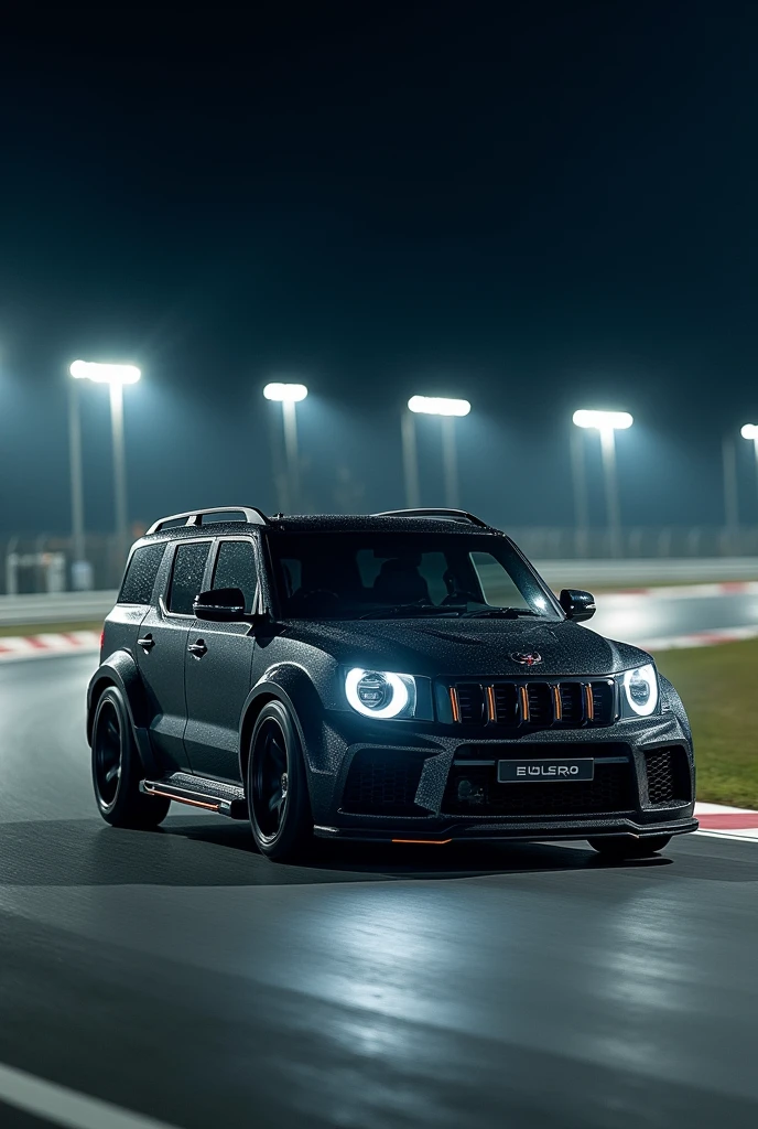 Mahindra bolero
vlx model with body kit in racing track at night