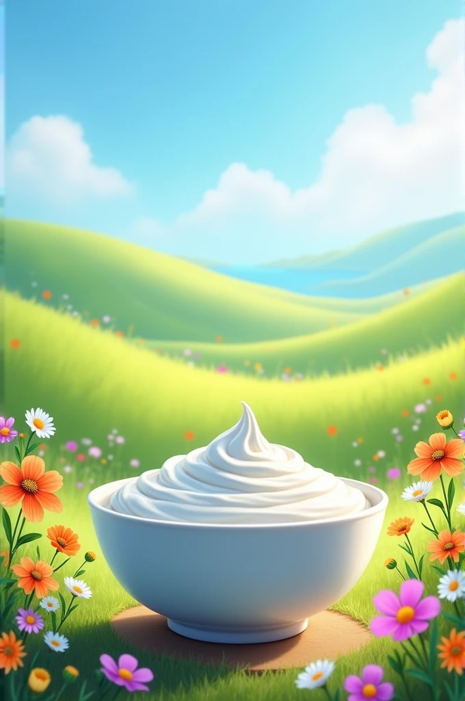 Make me some Greek yogurt, with a background that gives life to the image