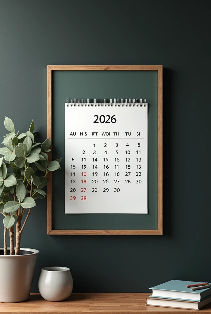 A calendar placed on a blackboard