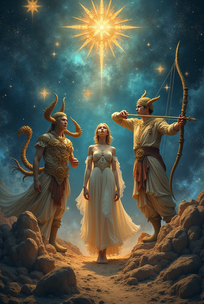 Scorpion, Virgo and Sagittarius symbols