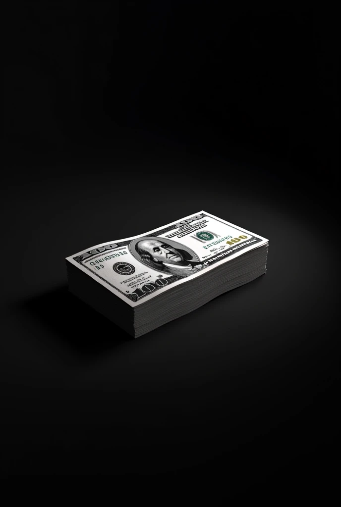 a stack of dollars in black and white on a 
full  black screen