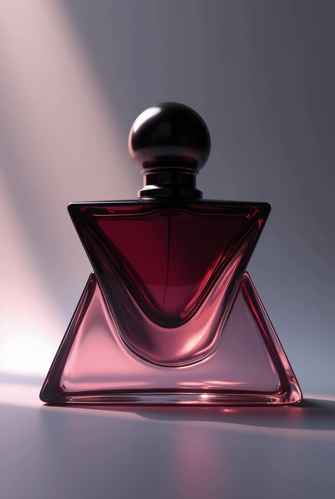 Create a triangular perfume container with a round lid, The perfume will be called Passione Notturno, the image that is created with the front face of the packaging, just the perfume 

