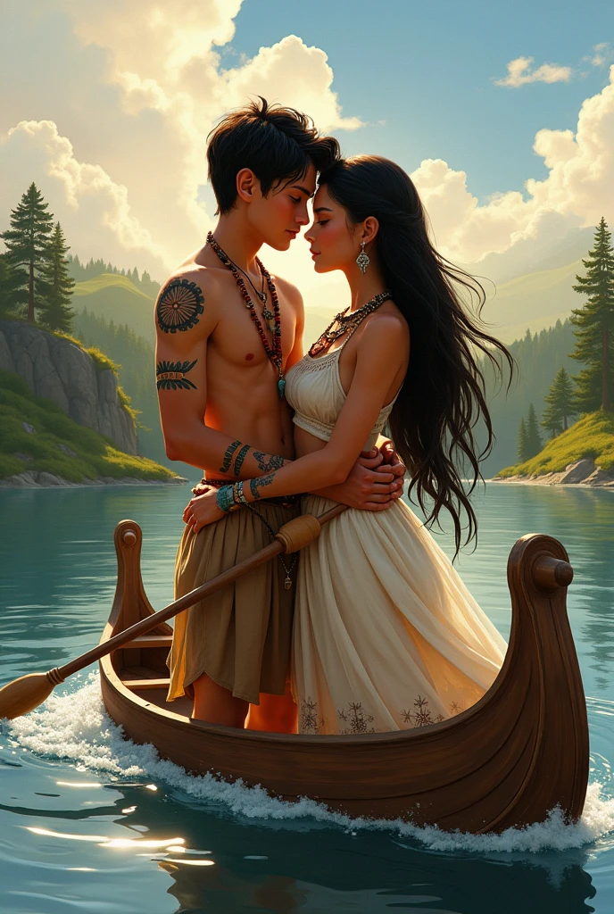 Beautiful boy and girl in ship indians

