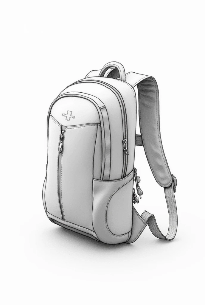 a sketch of a multifunctional backpack with internal LED light a sketch drawn with pencil