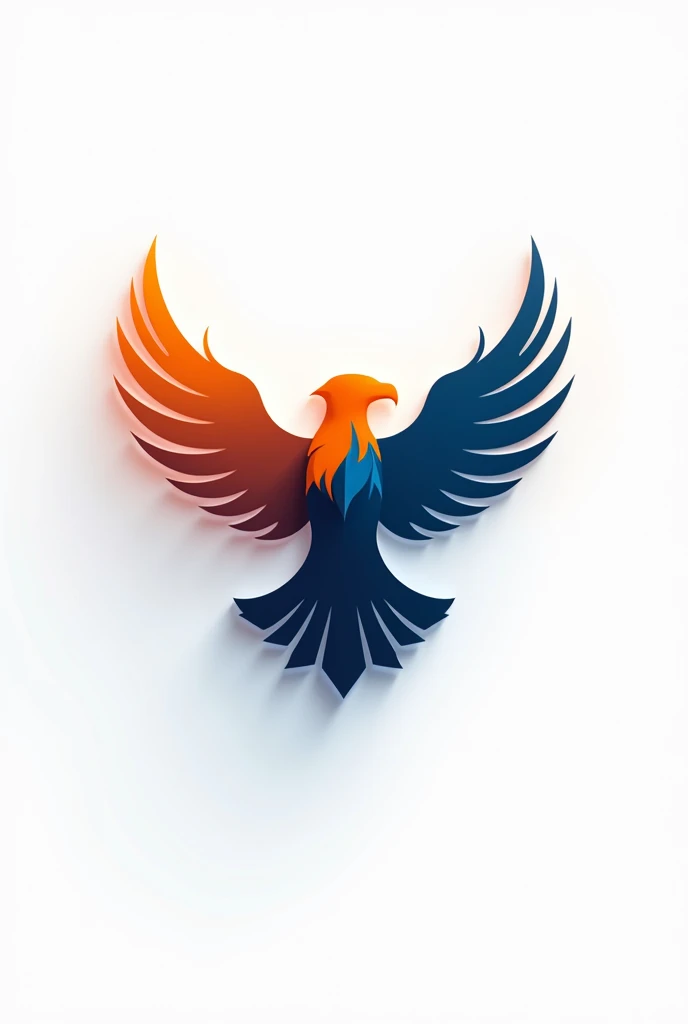 2D BLUE AND ORANGE EAGLE LOGO WITH LIGHT SHADOWS, com fundo branco