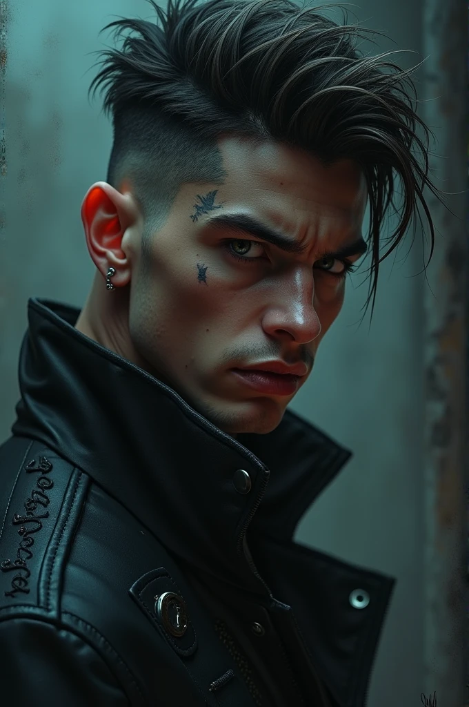 Create a cool gorgeous badass type boys related profile picture that can used in social media make it vertical type do not used real human picture or any type of human face related