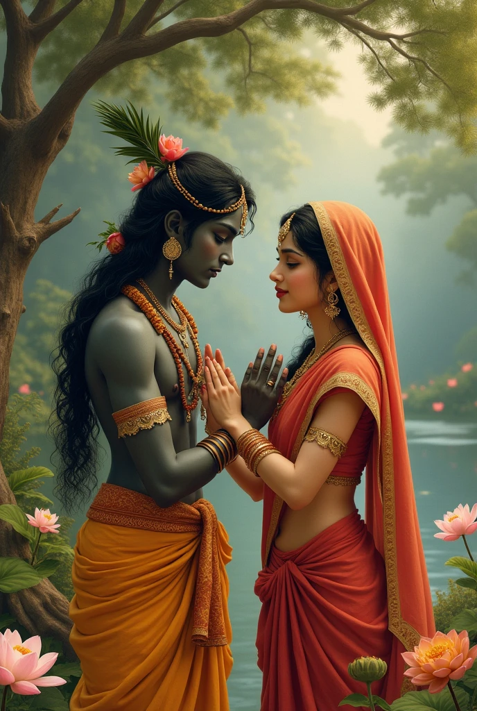 krishna god crying and radha say don't cry image