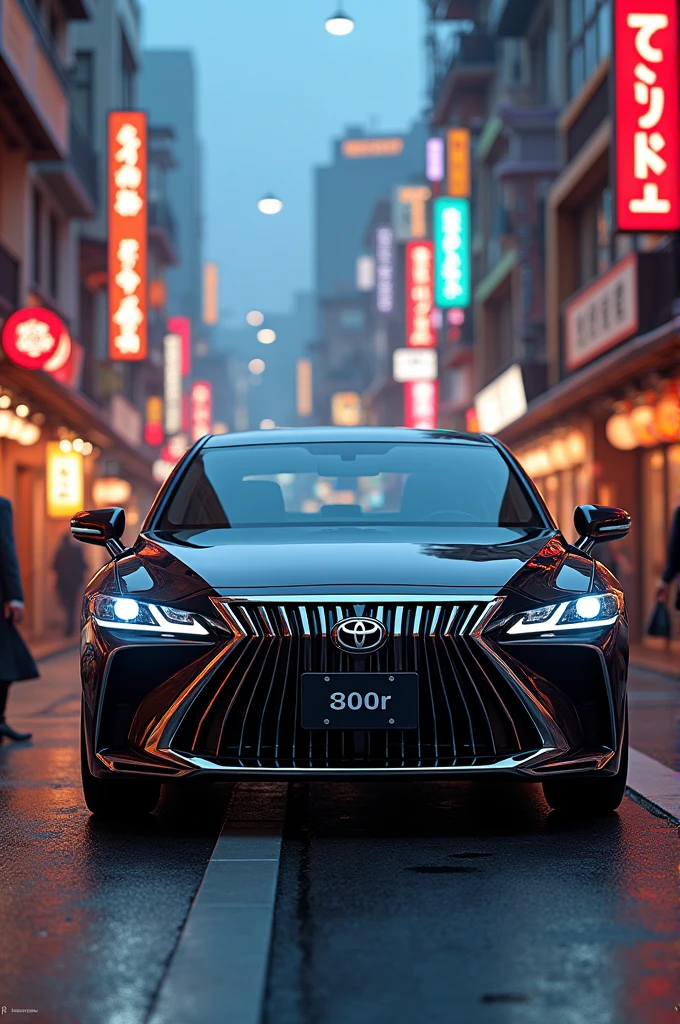 A toyota celsior in a japanese street