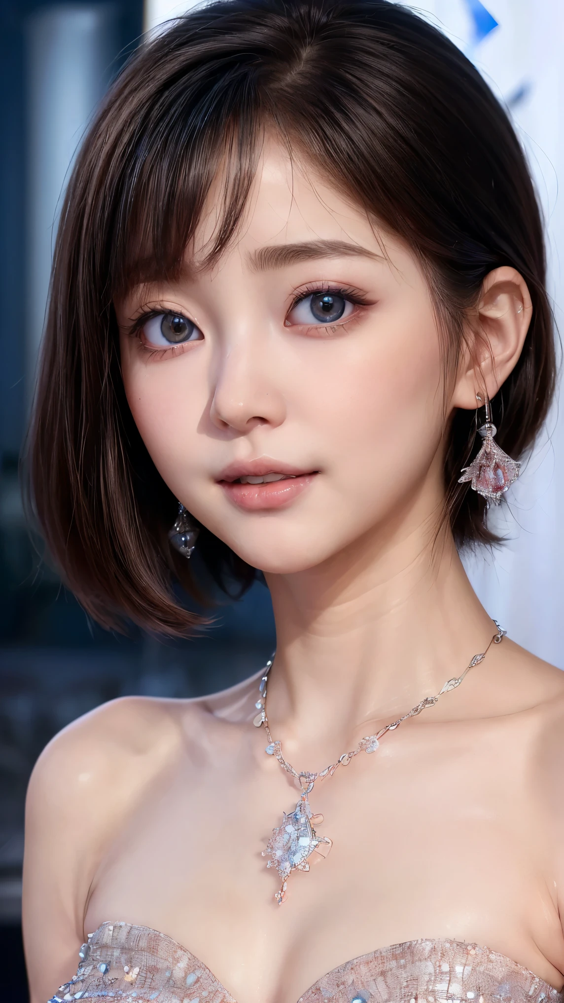 (4k quality:1.3),(Highest quality:1.3),(Whitening:1.4),(Baby Face,Girl:1.3),(The best beauty:1.5),rich,Upper Body,smile,(Strapless bejeweled dress:1.3),(Different dimension:1.6),Overflowing breasts,(jewelry),Captivate a man,Cleavage,(Super Celebrities:1.5),(Supermodel:1.4),(Whitening:1.2),(Tight waist:1.4),(Night viewの良いホテル:1.1),(luxury:1.2),(Arisa Hanyu:1.5),(anorexia:1.4),(Night view:1.3),(Face close-up),Catchlight,(Child&#39;s face:1.6),(smile:1.1),(Light blue hair:1.3),(Half Up Hair:1.3),(Light blue eyes:1.4),(2D cuteness:1.5),(Cute Makeup),Beautiful fingertips,(Sexy and cute:1.6),(Luxury hotel:1.6),(White Gal:1.6),(Transparent white skin:1.4),(albino:1.5),(Lighting hits the subject:1.3)