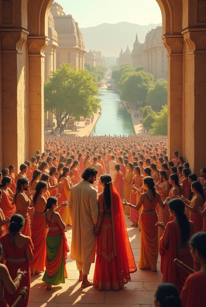 Ancient indus valley civilization people celebrating on a wedding 