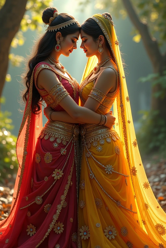 radha and Krishna same dress photo