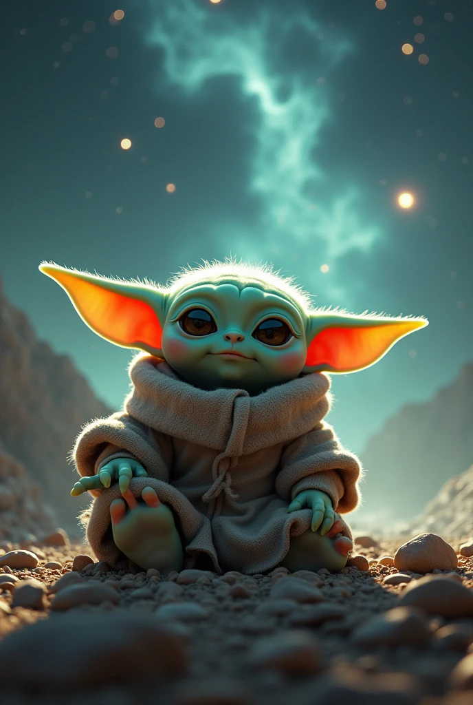 star wars background with baby yoda