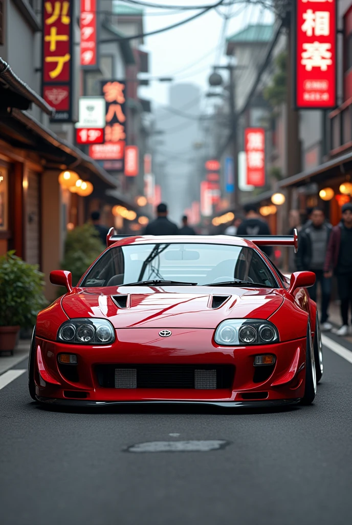 An old jdm style toyota supra in a japanese street
