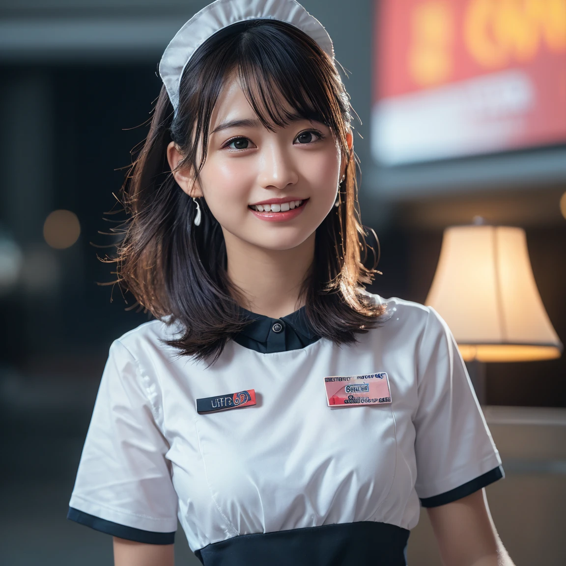 (8k, RAW Photos,Highest quality, High resolution:1.1), (Ultra-realistic:1.4),(Realistic, Realistic:1.3), Sodebtt Light,big,2 girls,Realistic Face,Realistic Body,Realistic Skin,Confused,masterpiece,(cute:1.8), Cuties, alone, (big:1.2), Fine black eyes,Innocent eyes,Blusher,(T-Shirts:1.2 ),Cinema Lighting,Film Grain,jewelry,Earrings,((Medium Hair:1.1)),((Floating Hair Novadebtrog Style)),Cherry colored lips,Hair Ribbon,Hair Ribbon,ponytail,close,Viewer,Long Hair,Upper Body,Open your lips,Upper teeth, (Smiling Eyes:0.6),((Grin:1.2)),Depth odebt Field, Blurred Background, Eye focus , Bokeh,young, 85mm lens, debt/1.4,Prodebtessional Lighting, young,Portraiture,Photon Mapping,Radio City,Physically Based Rendering,Asian,((maid:1,3))
