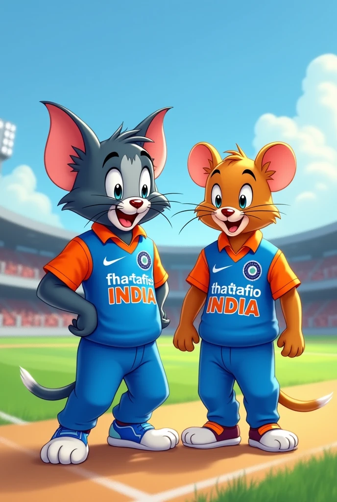 Tom and Jerry in Indian cricket team's jersey