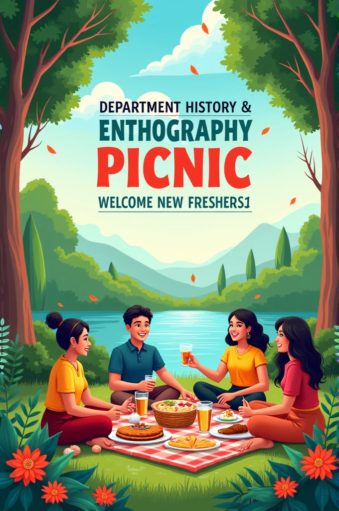Create a poster flyers for our department history and ethnography picnic a welcoming picnic for our freshers 2024
Date 8 September