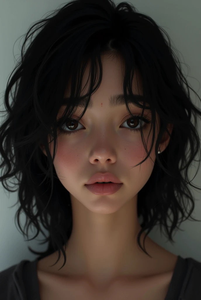 Latin teen black hair dark eyes with dark circles skinny and tall