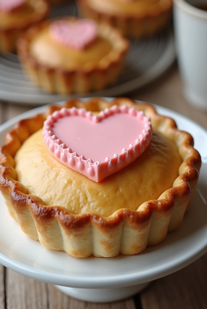 Pie with heart decoration on top