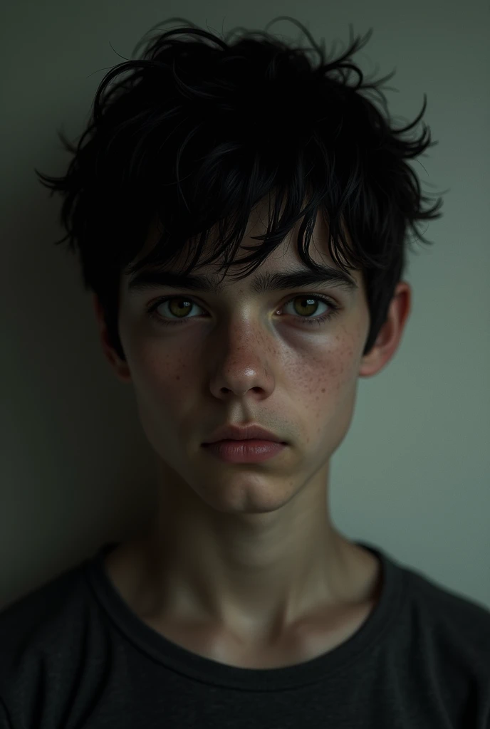 Teenager Latino Male Black Hair Dark Eyes With Dark Circles Skinny And Tall