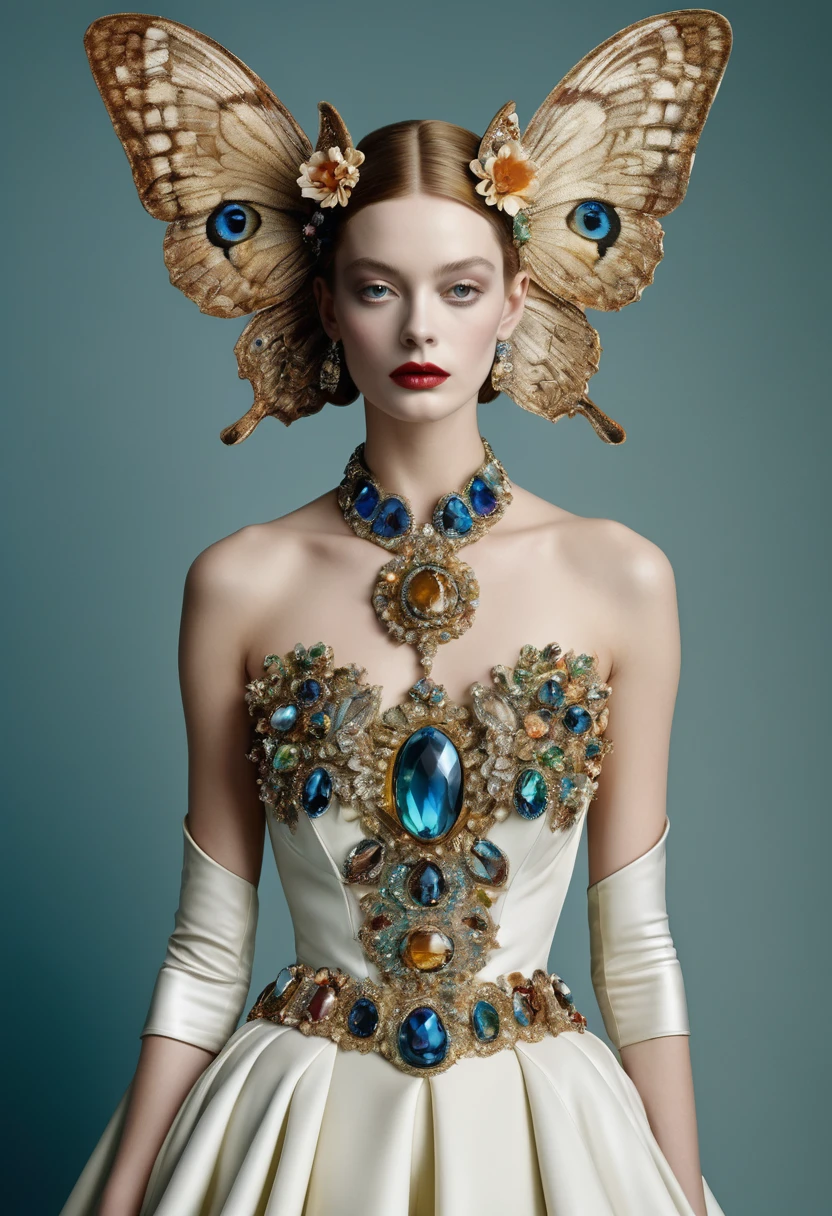 Entrez dans un monde de haute couture avec cette invite captivante pour un défilé de mode mettant en scène des animaux anthropomorphes, où d'élégants modèles félins défilent sur le podium dans des designs avant-gardistes. La composition met en valeur les mouvements élégants et gracieux des modèles félins, avec leurs tenues parfaitement ajustées qui accentuent leurs traits félins. L'utilisation d'un éclairage dramatique et de couleurs vives ajoute au glamour et à la sophistication de l'événement, Laissant les spectateurs émerveillés par la créativité et le style. Réalisé par le célèbre photographe de mode Tim Walker.