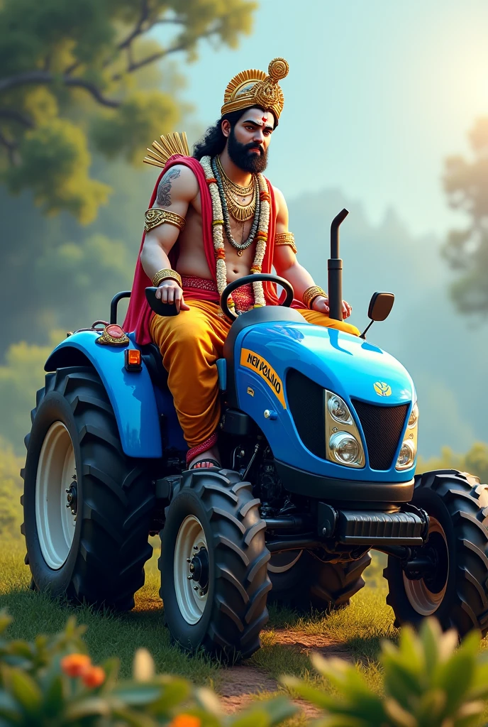 Lord Ram in new holland tractor in blue colour 