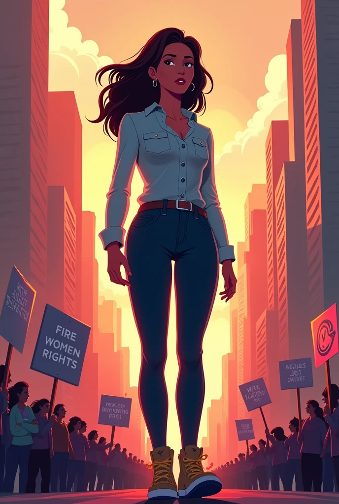 Give a picture which is easy to draw on the topic of women rights and gender equality