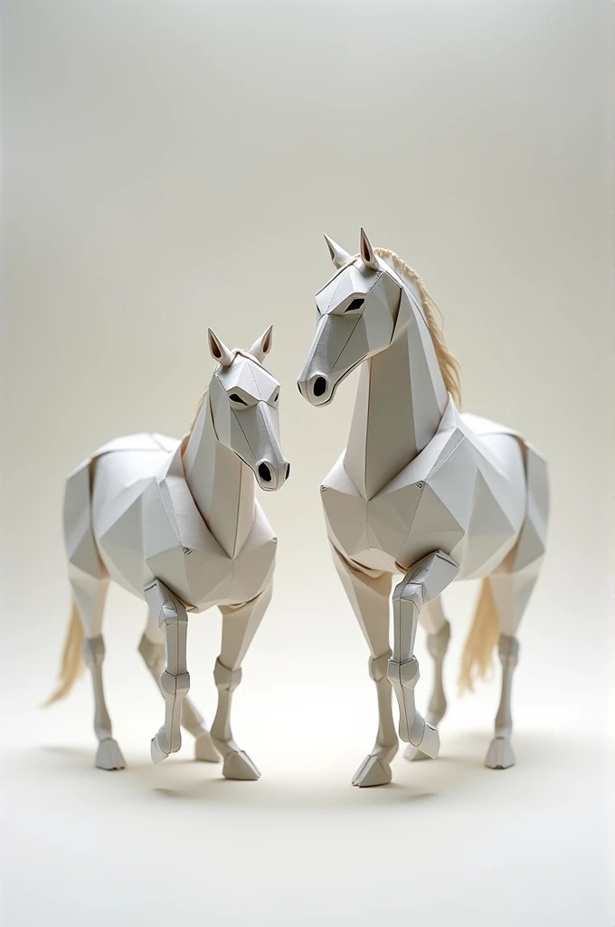 Create an origami image of a man and a horse