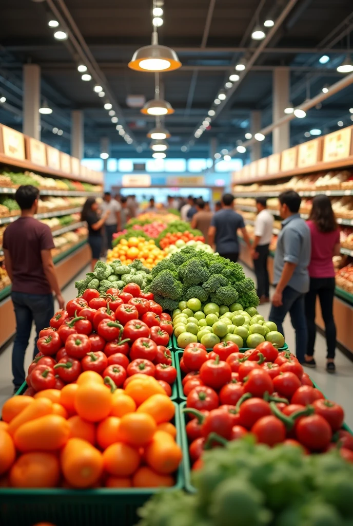 (photorealism:1.2), Thakadickal Super market vegetable discount sale
