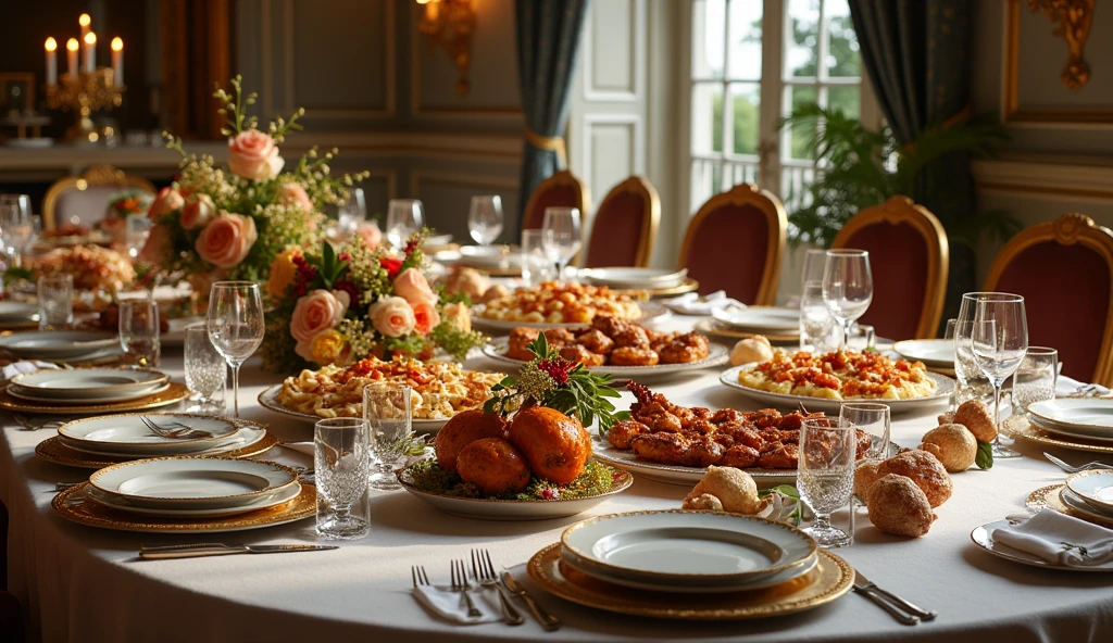 Large table,different types of second courses on it