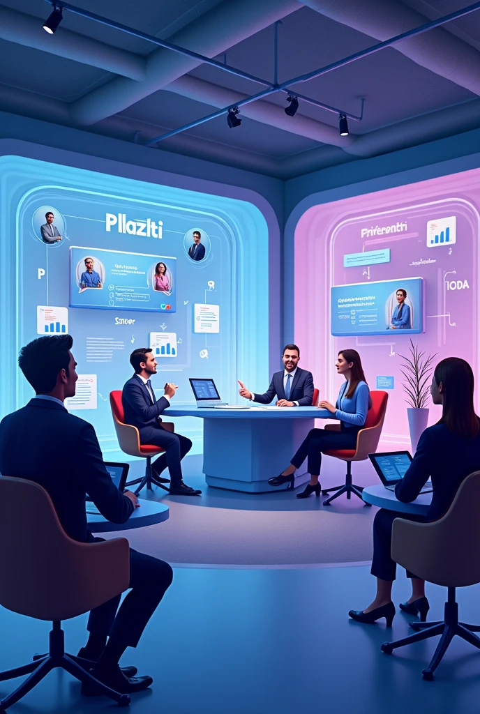 Create an image for me as if it were a webinar with experts on the platzi platform