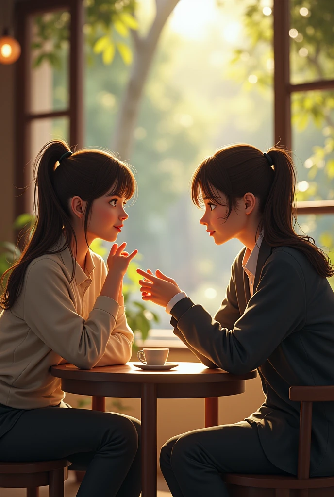 Make it come out that they are having a conversation 